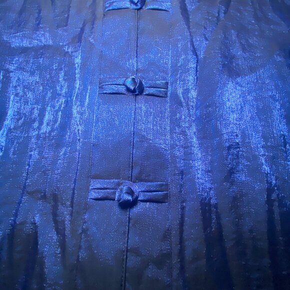 Sara Michelle Iridescent Blue Button-Up Blouse Size 3X Holiday Party New Year - Picture 8 of 8